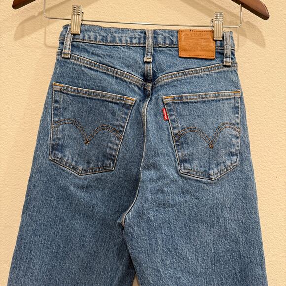 Levi’s Women’s W26 L27 Ribcage Straight Ankle Georgie High Rise Retro Jeans - Picture 3 of 9